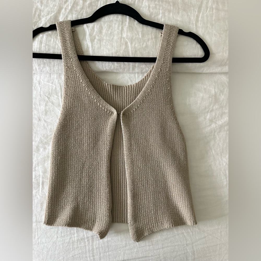 Commence Beige Knit Sleeveless Top